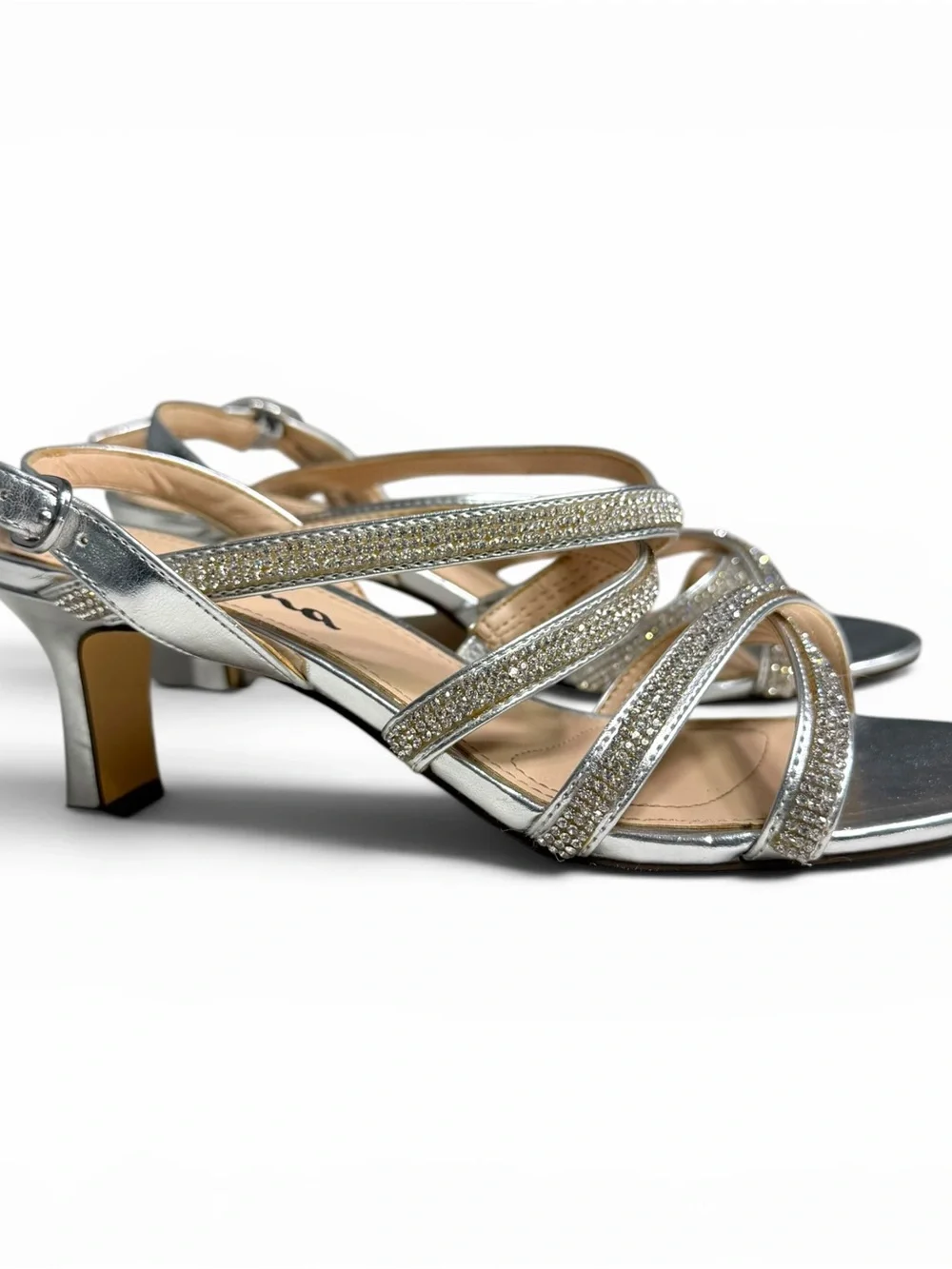 Touch of Nina Strappy Silver Metallic Dress Sandals with 2.5-inch Heel